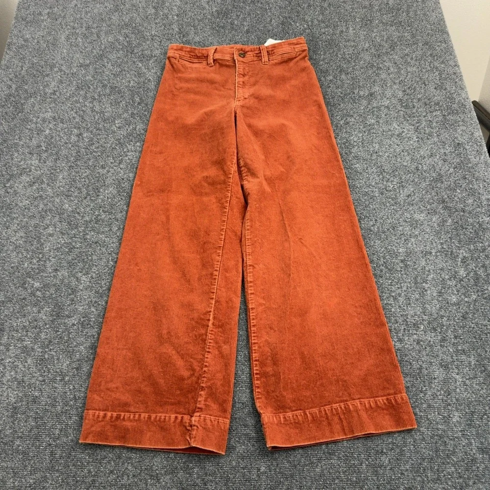 Gap Pants Womens 6 Orange Corduroy Wide Leg High Rise Boho Casual
